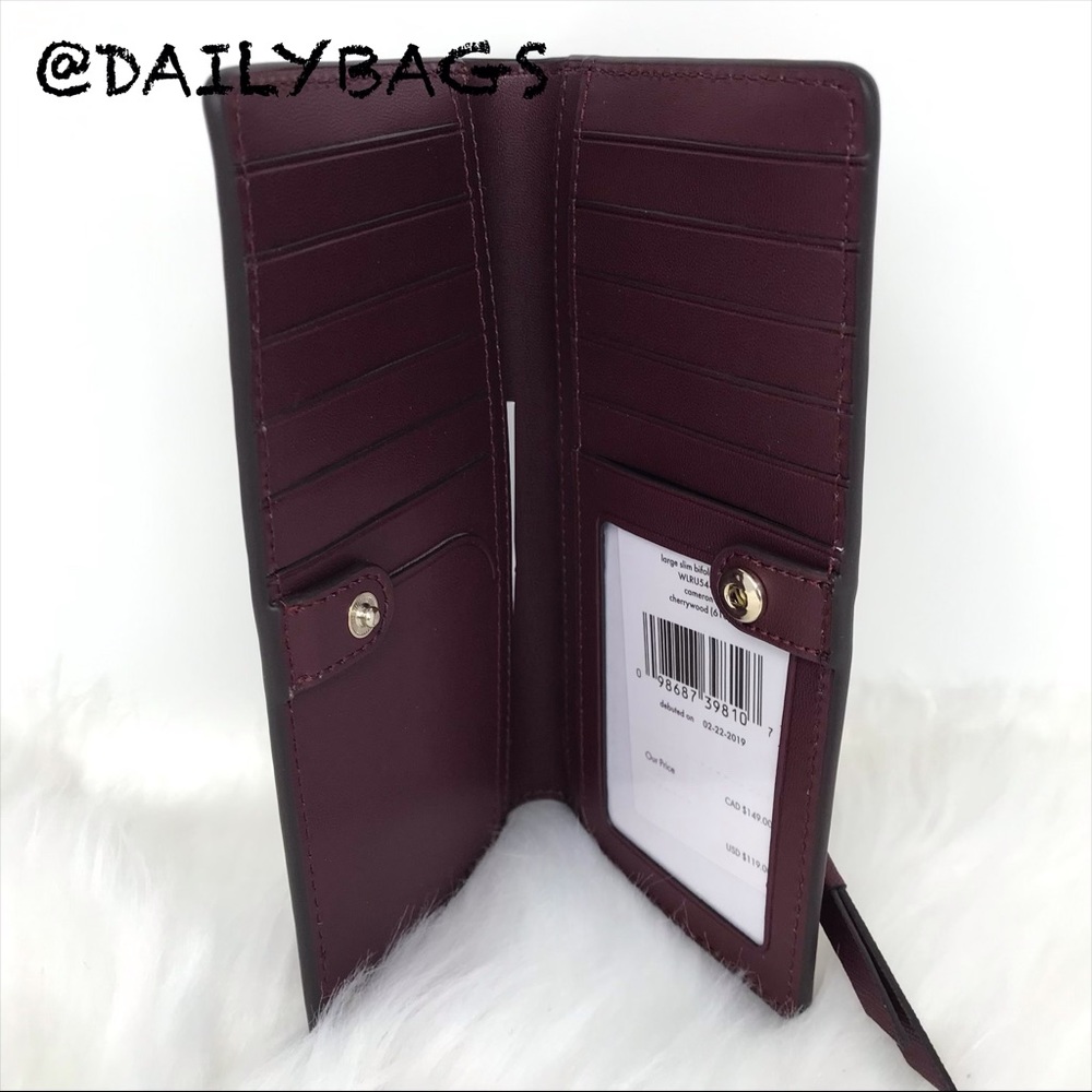 KATE SPADE NEW LARGE BIFOLD SLIM CHERRYWOOD WALLET - Picture 5 of 5